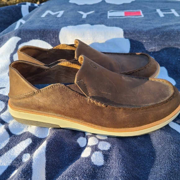 Men's Olukai Kalia brown Leather Slip-OnShoe Collapsible Heel - Picture 3 of 10